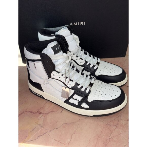 Amiri Skel Hi Top Sneakers in Black & White New with Box Mens Athletic Shoes - Picture 10 of 16